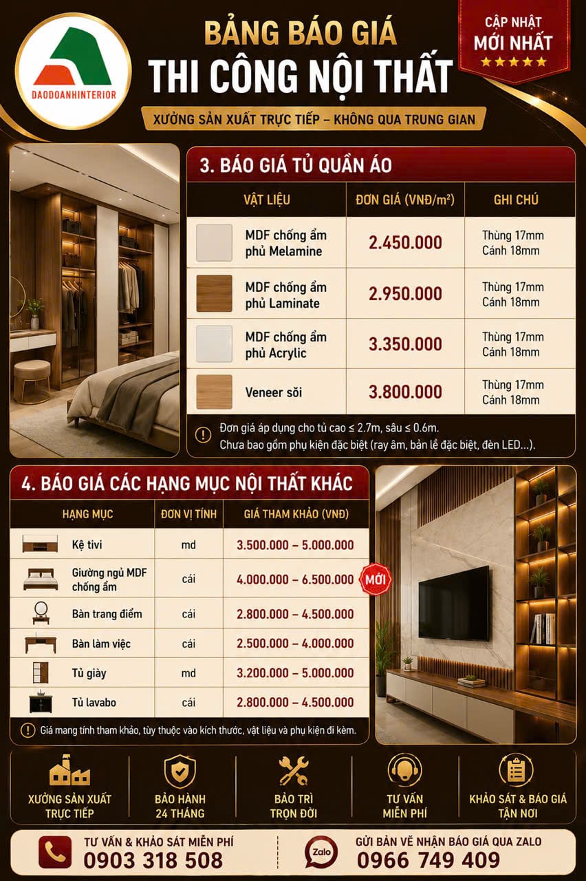 Báo giá nội thất xưởng sản xuất trực tiếp Báo giá nội thất xưởng sản xuất trực tiếp