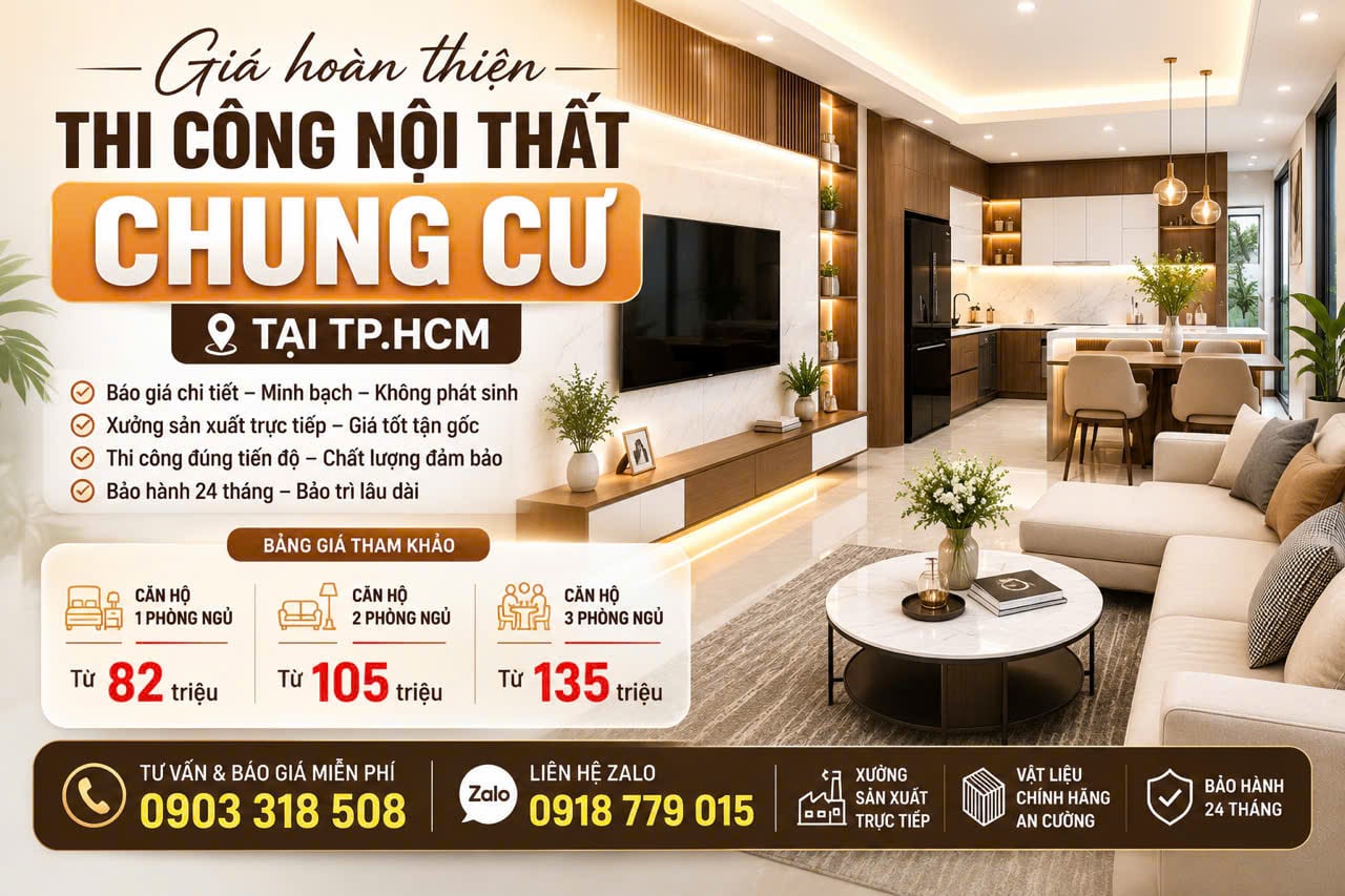 Giá hoàn thiện thi công nội thất chung cư tại TP.HCM Giá hoàn thiện thi công nội thất chung cư tại TP.HCM