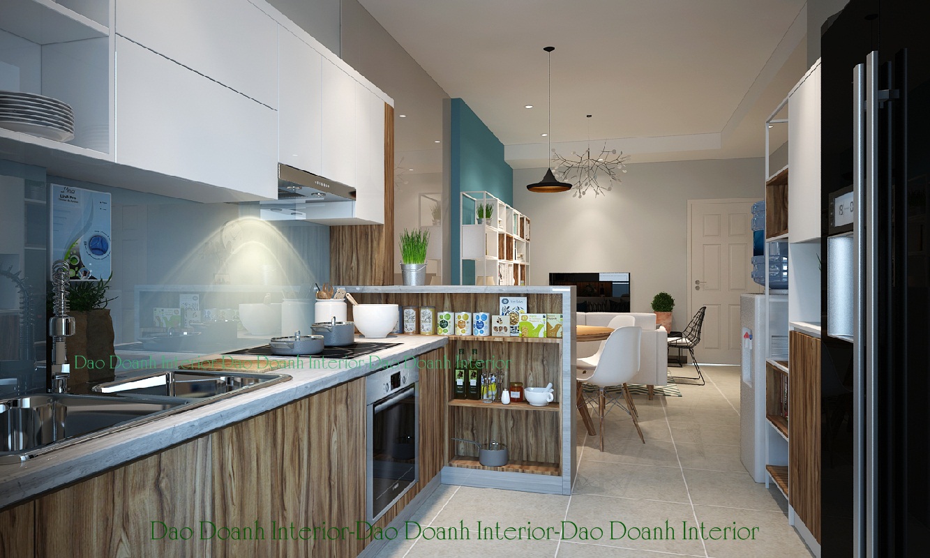 Tủ bếp Acrylic vân gỗ nâu phối trắng ,kính màu trắng xanh nhạt Tủ bếp Acrylic vân gỗ nâu phối trắng ,kính màu trắng xanh nhạt