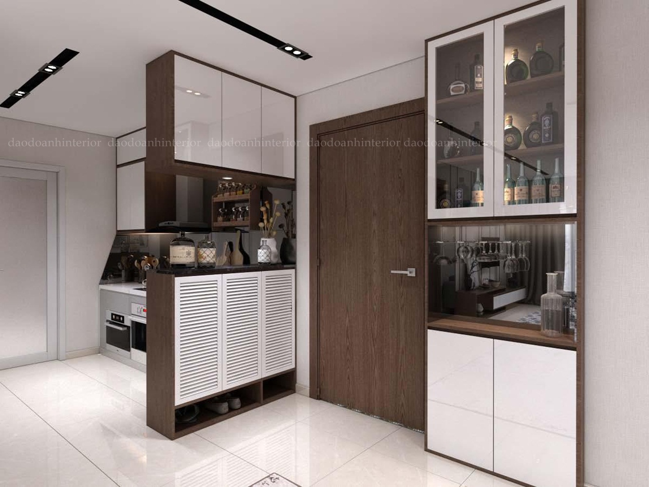 Hệ tủ vách ngăn phòng bếp và phòng khách Hệ tủ vách ngăn phòng bếp và phòng khách