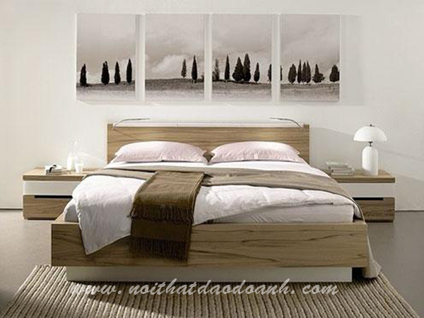 Giường ngủ gỗ venner sồi cao cấp GNDD26 Giường ngủ gỗ venner sồi cao cấp GNDD26