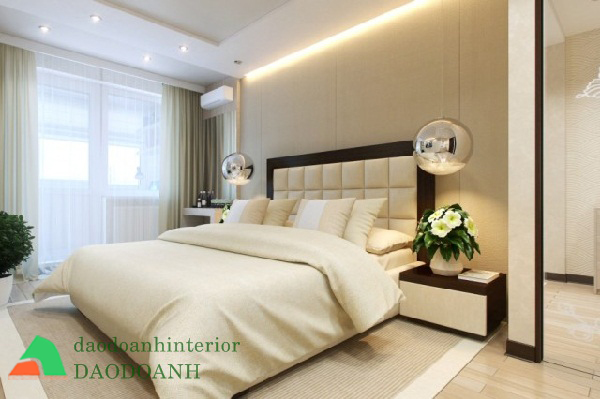 Giường ngủ cao cấp với đầu giường bọc nệm Giường ngủ cao cấp với đầu giường bọc nệm