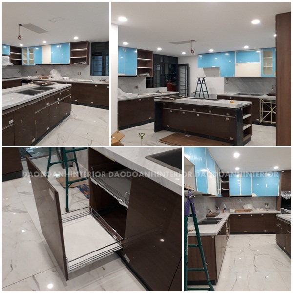 Hình ảnh tủ bếp gỗ acrylic đang thi công  Hình ảnh tủ bếp gỗ acrylic đang thi công