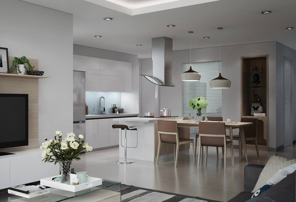 Tích hợp bếp và phòng khách Tích hợp bếp và phòng khách