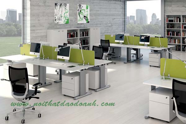 Cách bố trí bàn làm việc nhân viên theo lối đối diện  Cách bố trí bàn làm việc nhân viên theo lối đối diện