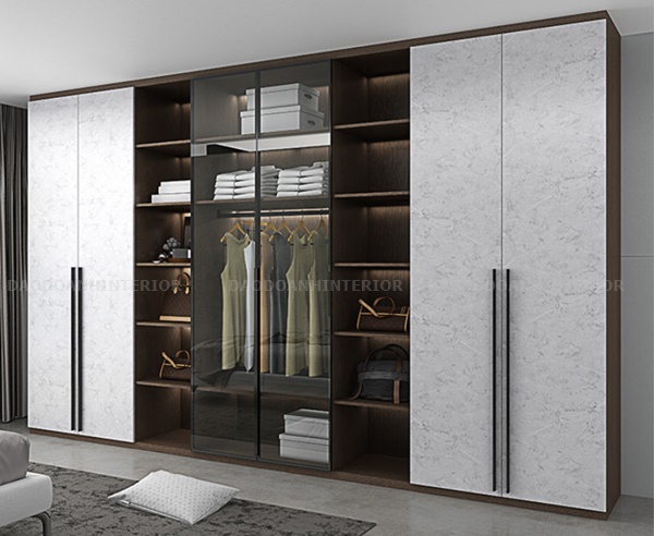 Tủ quần áo gỗ công gỗ công nghiệp phủ Melamine Tủ quần áo gỗ công gỗ công nghiệp phủ Melamine