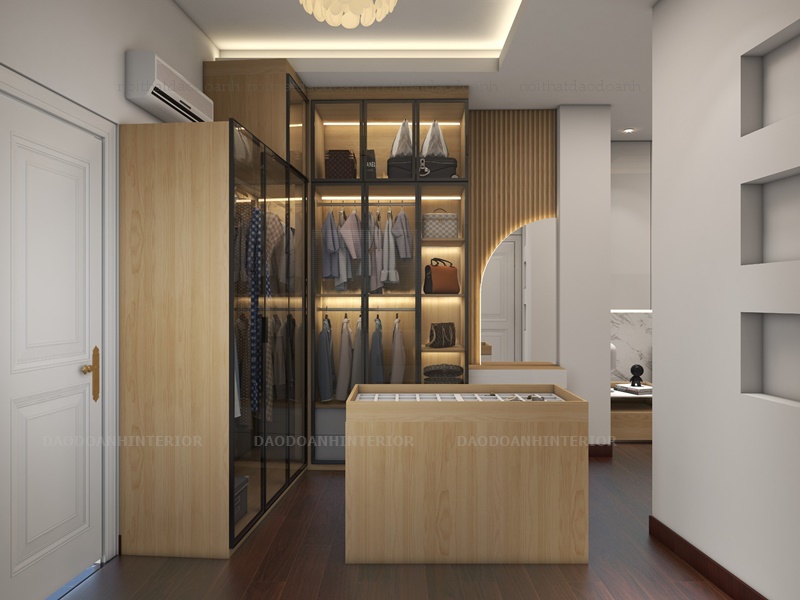 Thiết kế tủ quần áo hiện đại cánh kính Thiết kế tủ quần áo hiện đại cánh kính