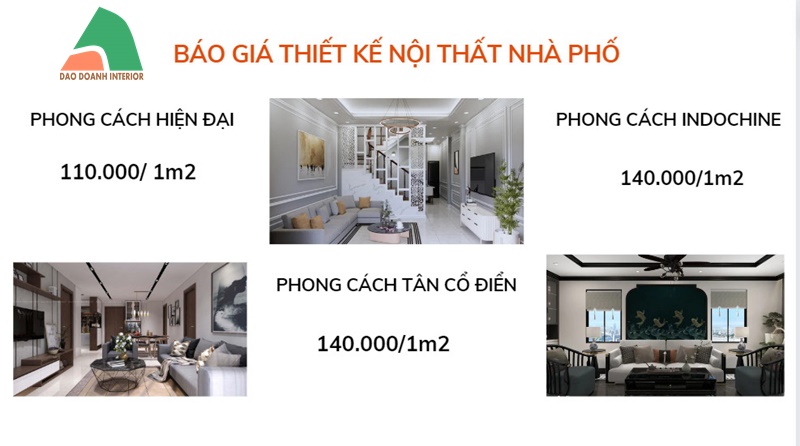 Báo giá thiết kế nội thất nhà phố Báo giá thiết kế nội thất nhà phố