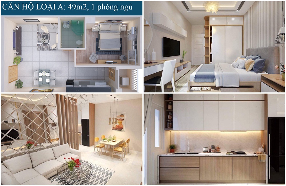 Thiết kế thi công nội thất căn hộ chung cư 1 phòng ngủ  Thiết kế thi công nội thất căn hộ chung cư 1 phòng ngủ