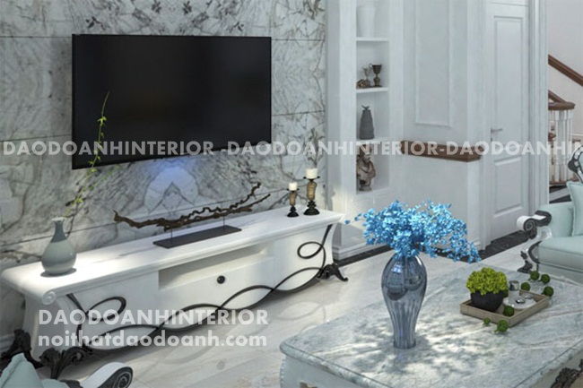 Bàn tivi tân cổ điển sử dụng chất liệu được phối bởi gỗ tự nhiên và gỗ ghép Bàn tivi tân cổ điển sử dụng chất liệu được phối bởi gỗ tự nhiên và gỗ ghép