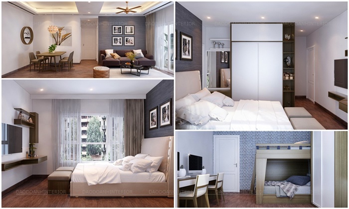 Hoàn tất thiết kế và thi công nội thất giá rẻ cho căn hộ 2 phòng ngủ Hoàn tất thiết kế và thi công nội thất giá rẻ cho căn hộ 2 phòng ngủ
