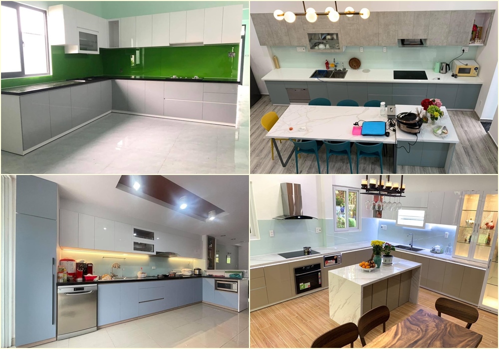 Hoàn thiện thi công tủ bếp acrylic Hoàn thiện thi công tủ bếp acrylic