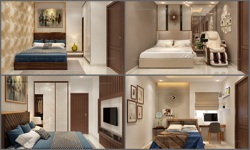 Thiết kế thi công nội thất nhà phố, phòng ngủ hiện đại Thiết kế thi công nội thất nhà phố, phòng ngủ hiện đại