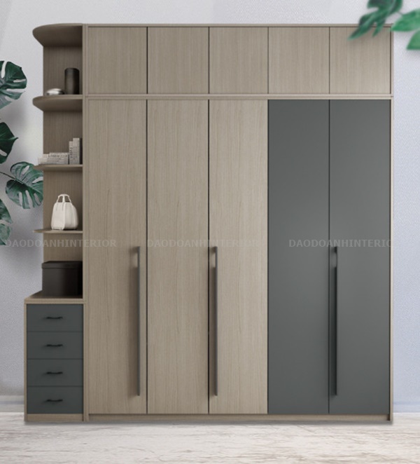 Tủ áo gỗ an cường màu xám phối vân gỗ Tủ áo gỗ an cường màu xám phối vân gỗ