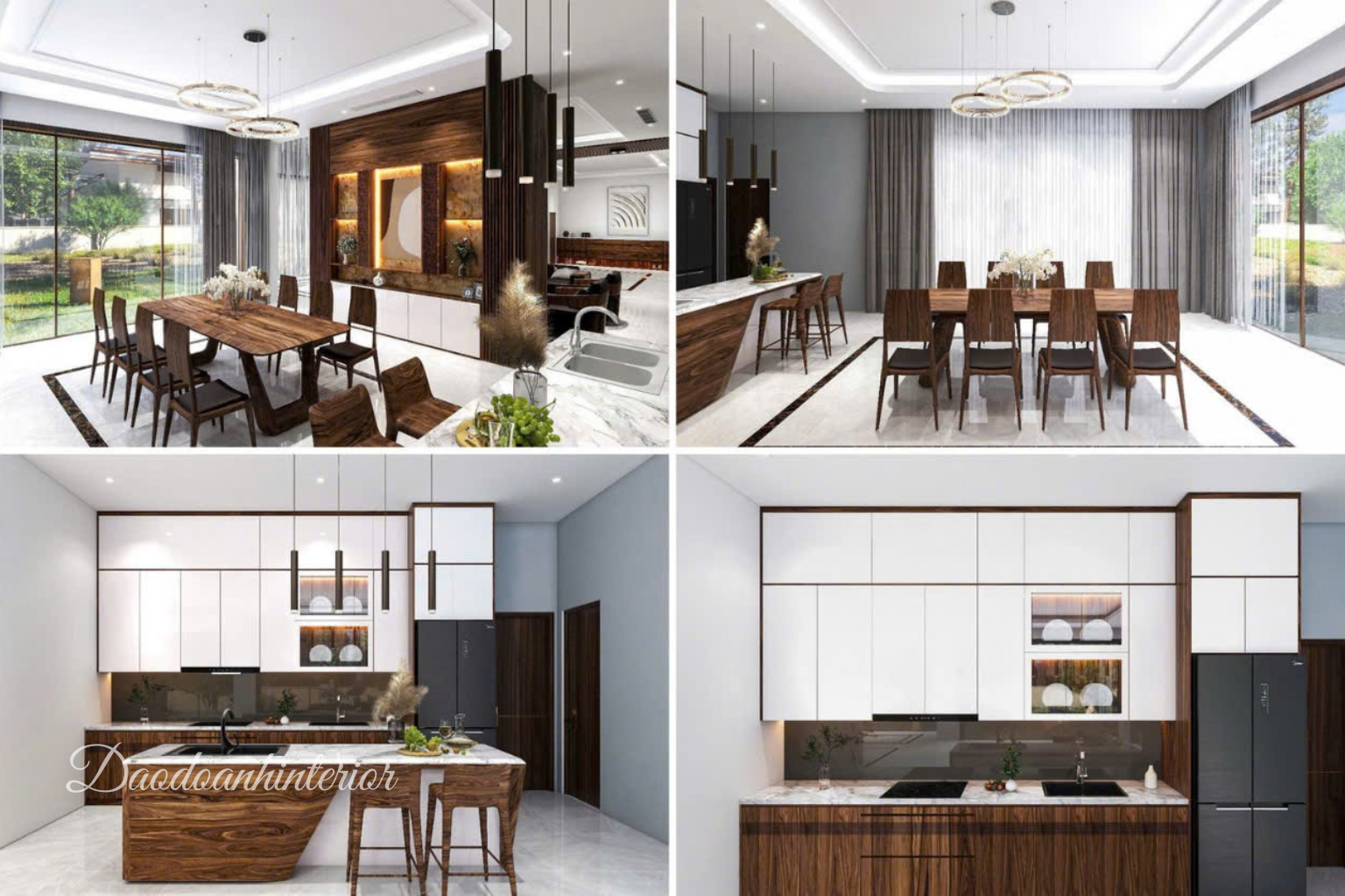 Nội thất phòng bếp hiện đại sử dụng vật liệu gỗ công nghiệp Nội thất phòng bếp hiện đại sử dụng vật liệu gỗ công nghiệp
