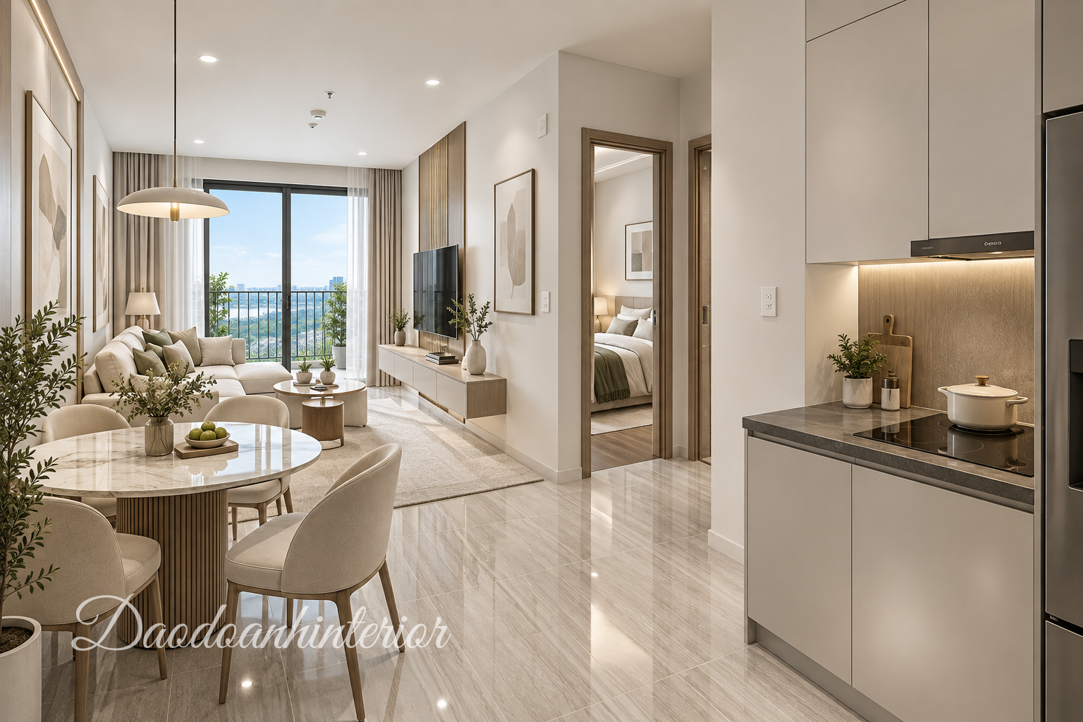 Thi Công Nội Thất Căn Hộ Chung Cư Bcons Avenue -Phòng Khách Liền Bếp Thi Công Nội Thất Căn Hộ Chung Cư Bcons Avenue -Phòng Khách Liền Bếp