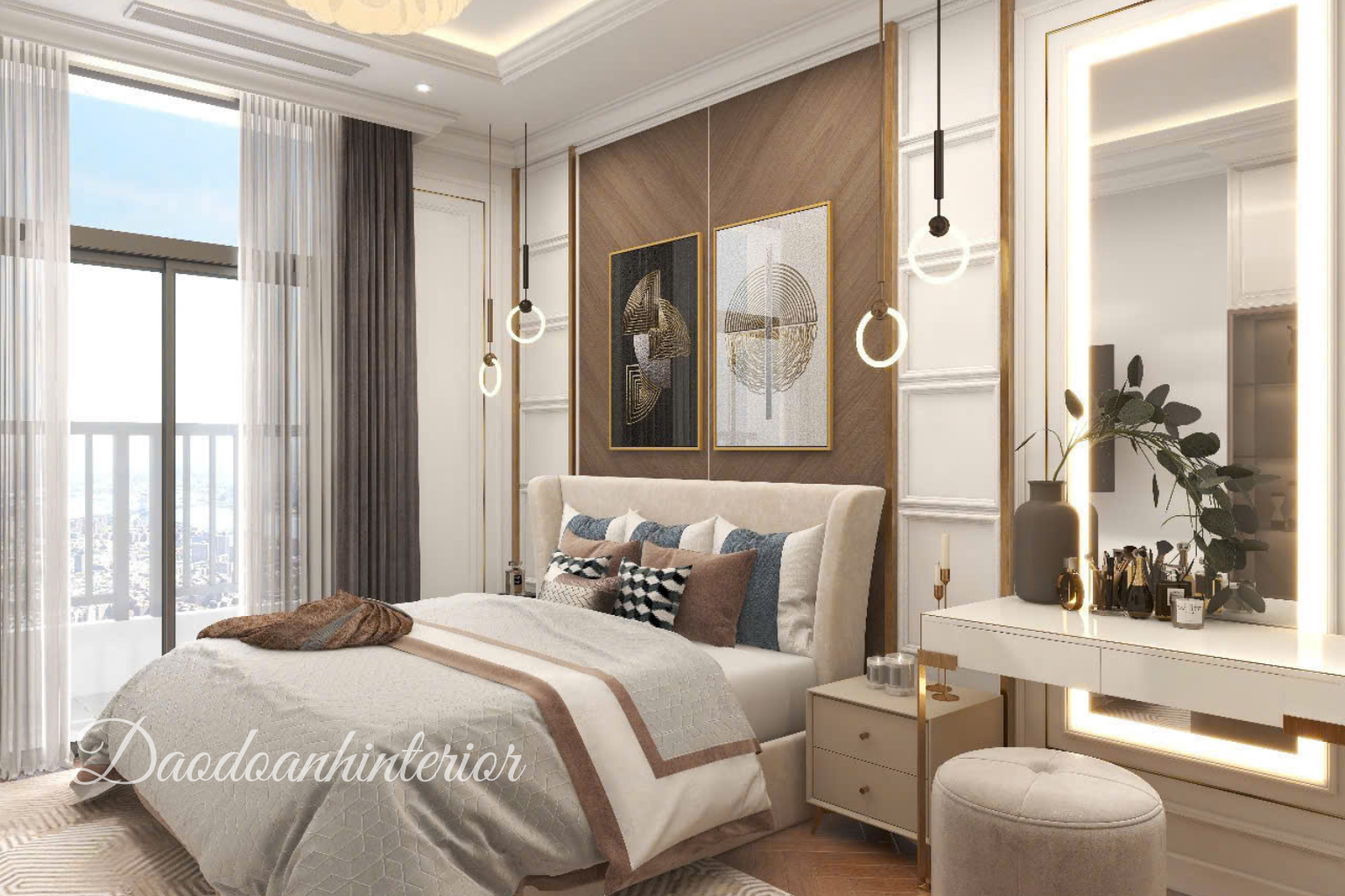 Thi công nội thất phòng ngủ tân cổ điển sang trọng Đào Doanh Thi công nội thất phòng ngủ tân cổ điển sang trọng Đào Doanh