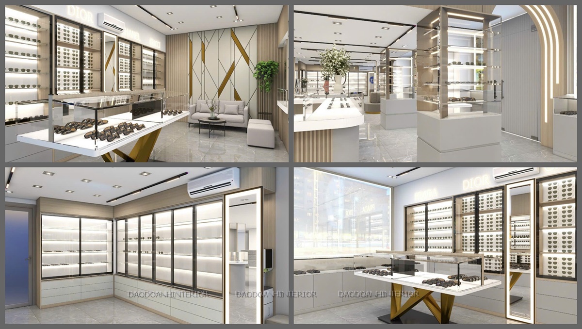 Thiết kế thi công nội thất showroom mắt kính Thiết kế thi công nội thất showroom mắt kính