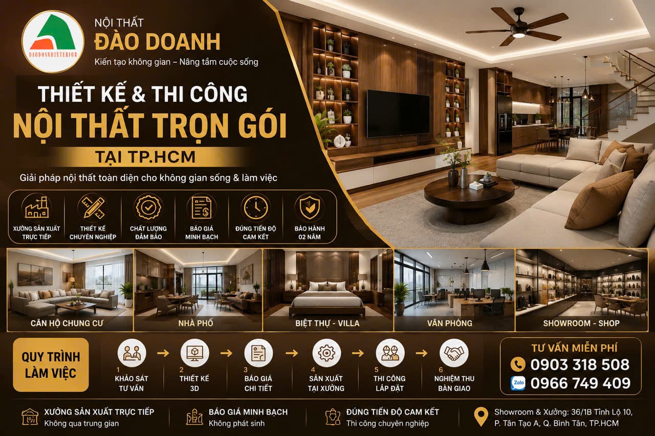 Thiết kế thi công nội thất trọn gói tại TP.HCM Thiết kế thi công nội thất trọn gói tại TP.HCM