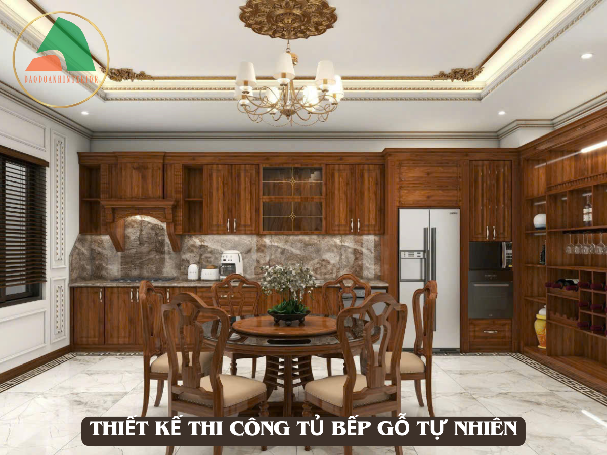 Thiết kế thi công tủ bếp gỗ tự nhiên Thiết kế thi công tủ bếp gỗ tự nhiên