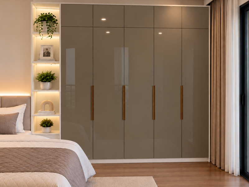 Tủ quần áo Acrylic An Cường TA026-72 – 4 cánh kết hợp kệ trang trí