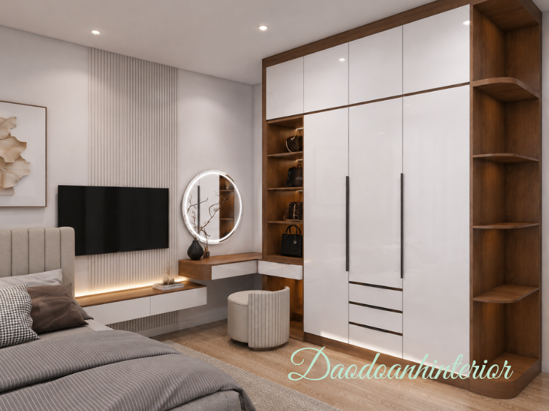 Tủ Quần Áo Gỗ Công Nghiệp Cao Cấp MDF Melamine An Cường Kết Hợp Bàn Trang Điểm