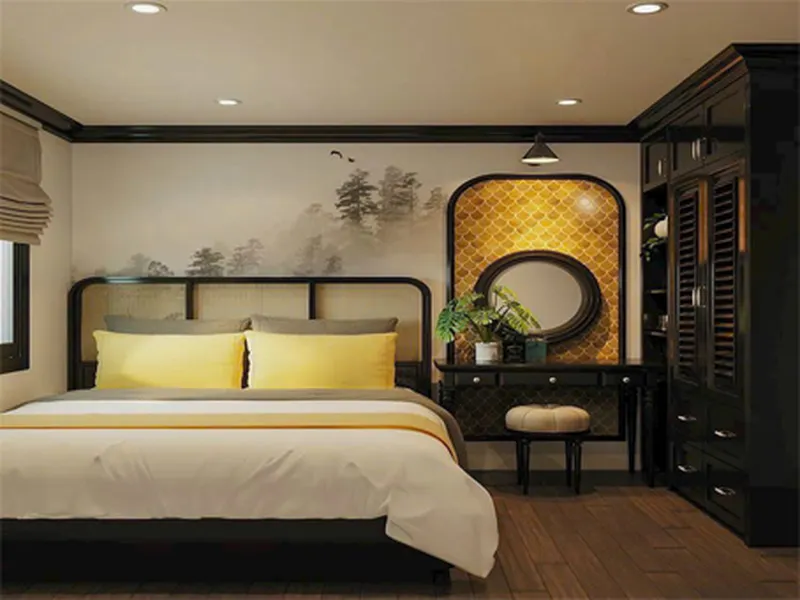 Giường ngủ Indochine ấm áp GNTCD2006
