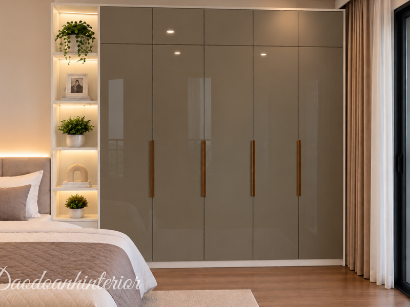 Tủ quần áo Acrylic An Cường TA026-72 – 4 cánh kết hợp kệ trang trí