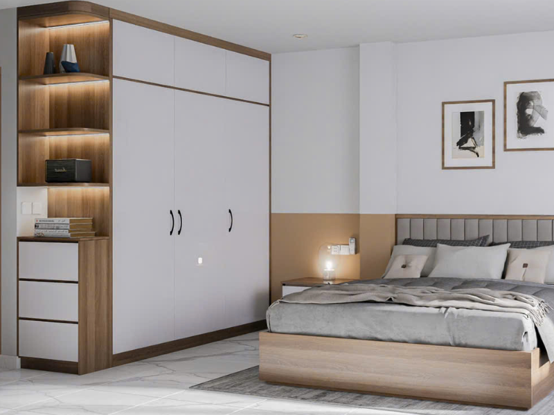 Tủ Quần Áo Gỗ Công Nghiệp 1m6 3 Cánh MDF Melamine Vân Gỗ Sồi