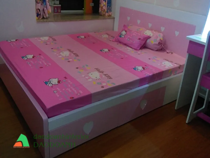 Giường ngủ bé gái có ngăn kéo GNBG1505