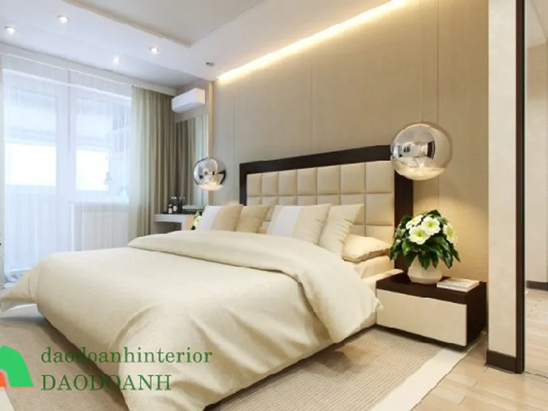 Giường ngủ cao cấp với đầu giường bọc nệm GNDD45