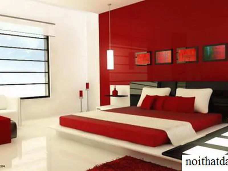Phòng ngủ nổi bật với màu đỏ sang trọng