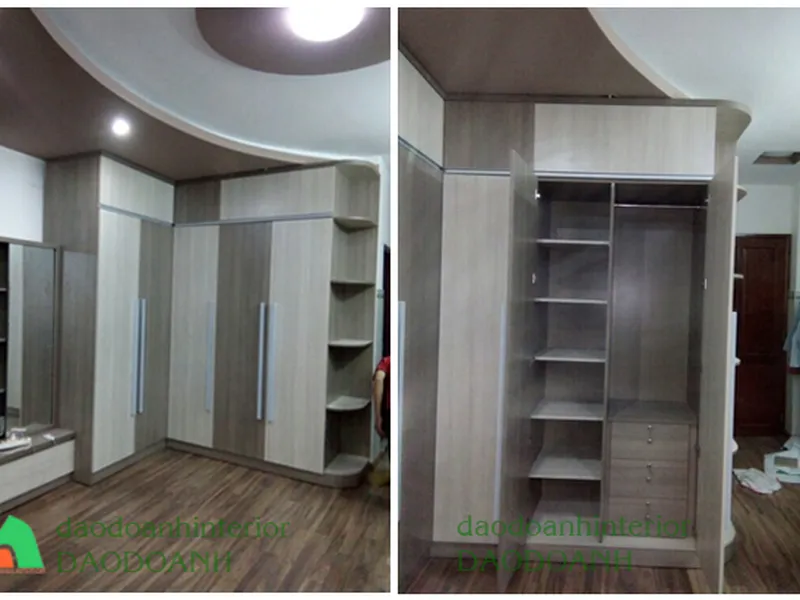 Tủ áo cửa mở chữ L,MFC An Cường