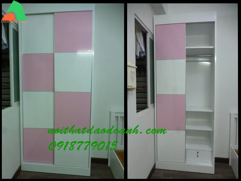 Tủ áo đẹp cho bé ,caro 2 màu trắng hồng