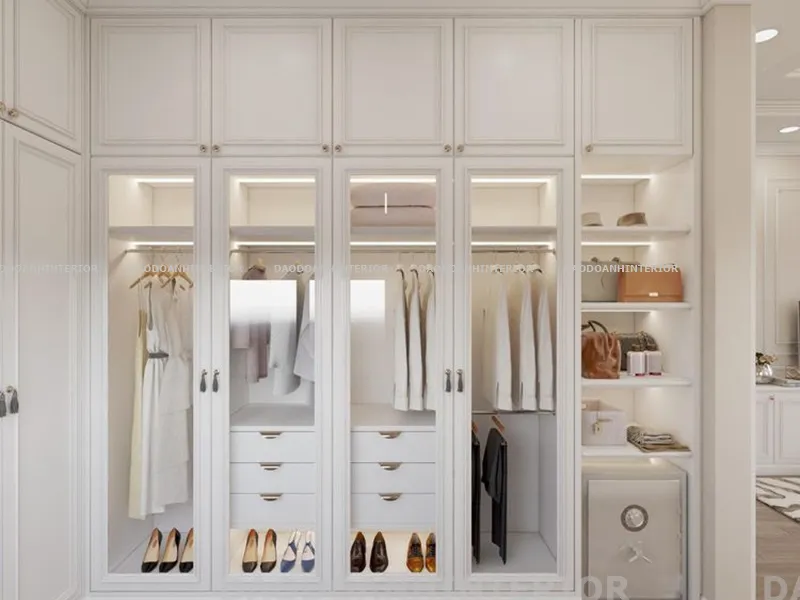 Tủ áo gỗ công nghiệp sơn pu trắng