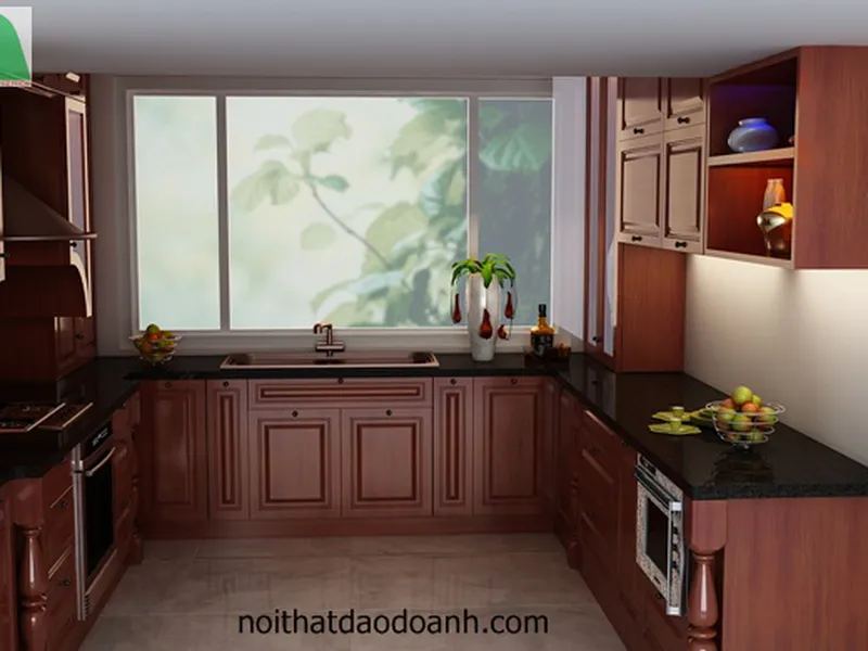 TỦ BẾP GỖ CĂM XE TBDD09