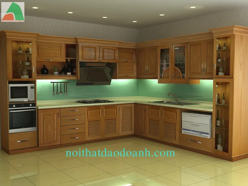 TỦ BẾP GỖ TỰ NHIÊN SỒI