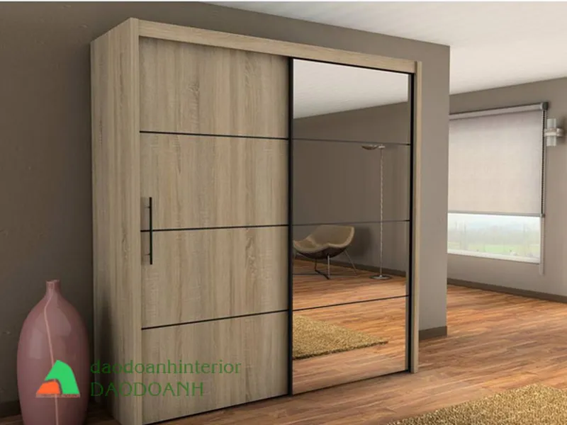 Tủ đựng quần áo bằng gỗ cánh trượt phù hợp cho phòng ngủ nhỏ
