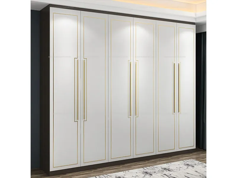 Tủ quần áo 3 buồng 6 cánh màu trắng