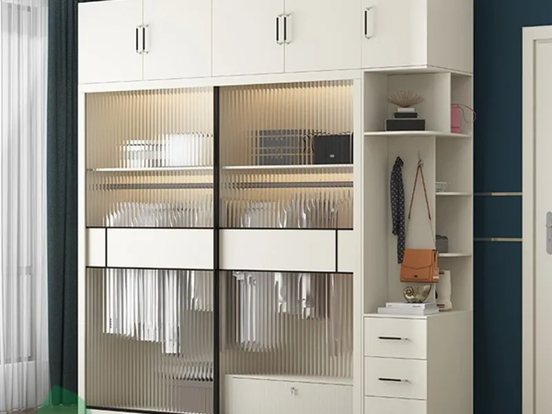 Tủ quần áo cánh lùa màu trắng