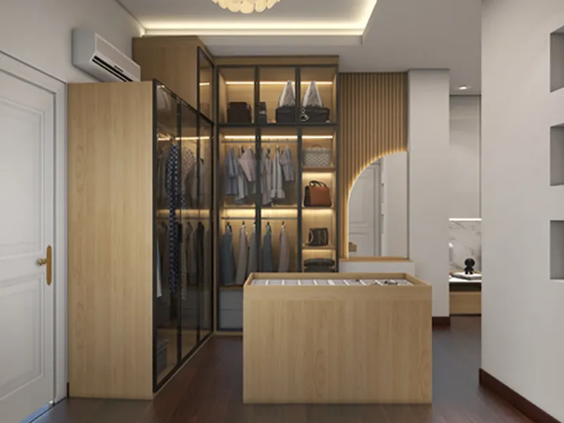 Tủ quần áo gỗ cánh kính TA023-11 - Chất liệu MDF chống ẩm, thương hiệu An Cường
