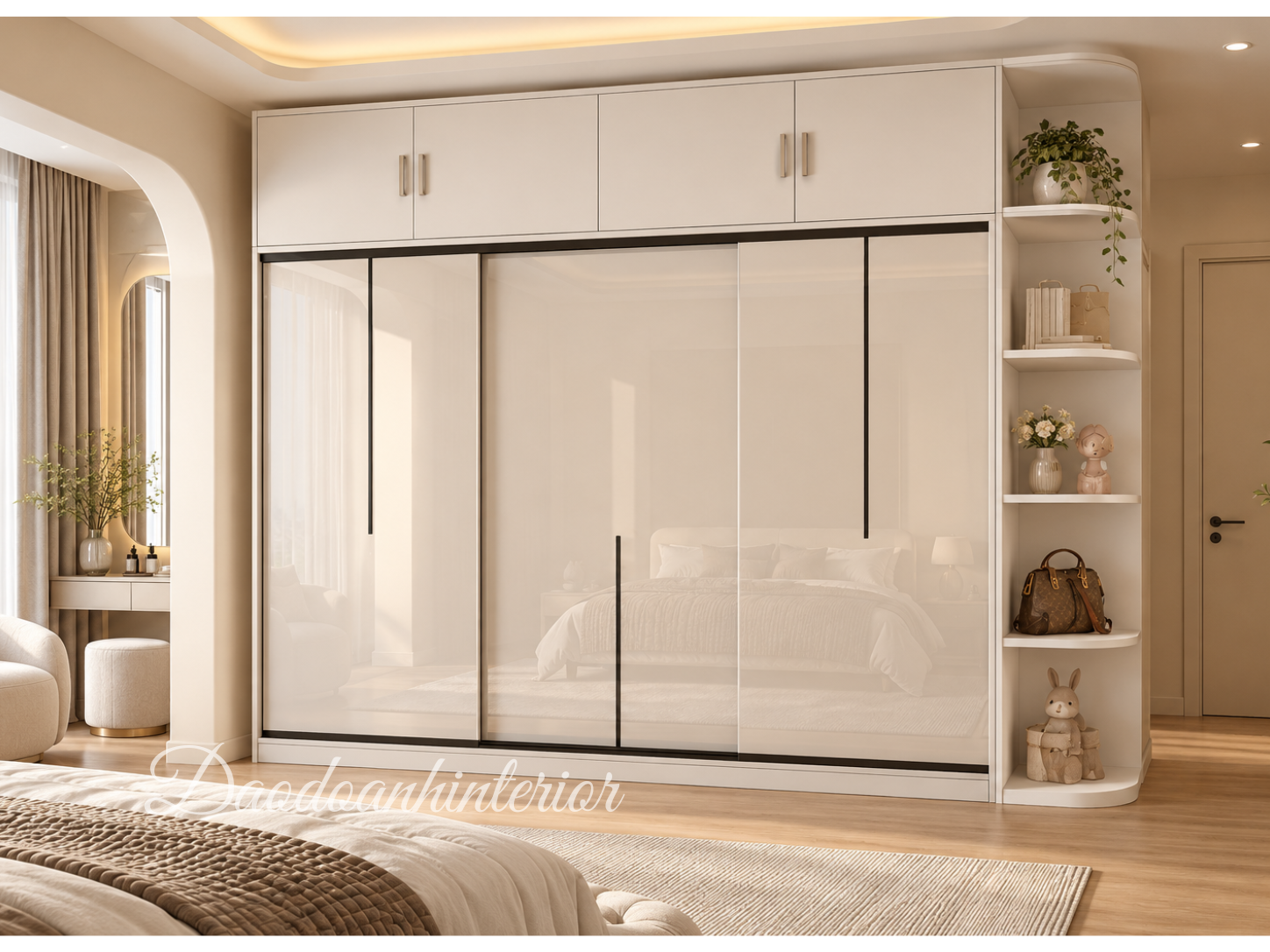 Tủ áo gỗ ghép sơn PU trắng bóng Tủ áo gỗ ghép sơn PU trắng bóng TADD41