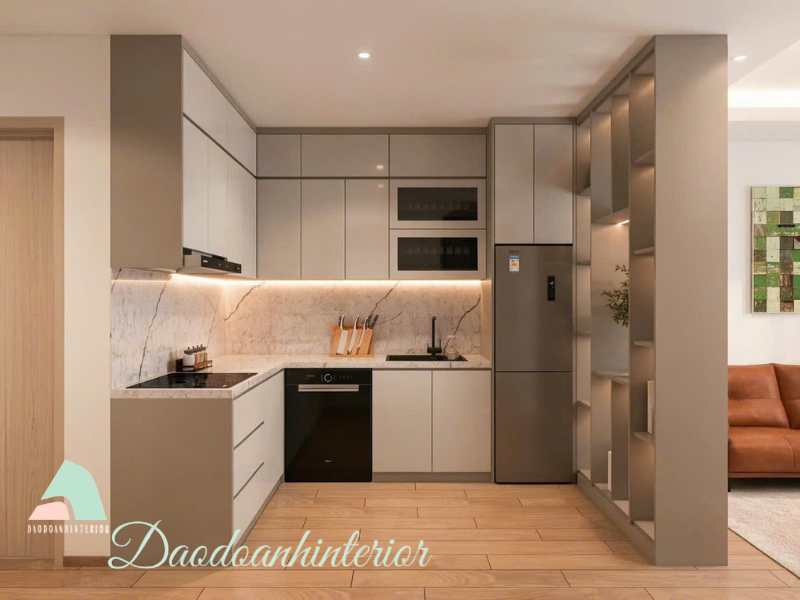 Tủ bếp Acrylic bóng gương hiện đại do Đào Doanh thiết kế thi công Tủ bếp Acrylic bóng gương hiện đại do Đào Doanh thiết kế thi công