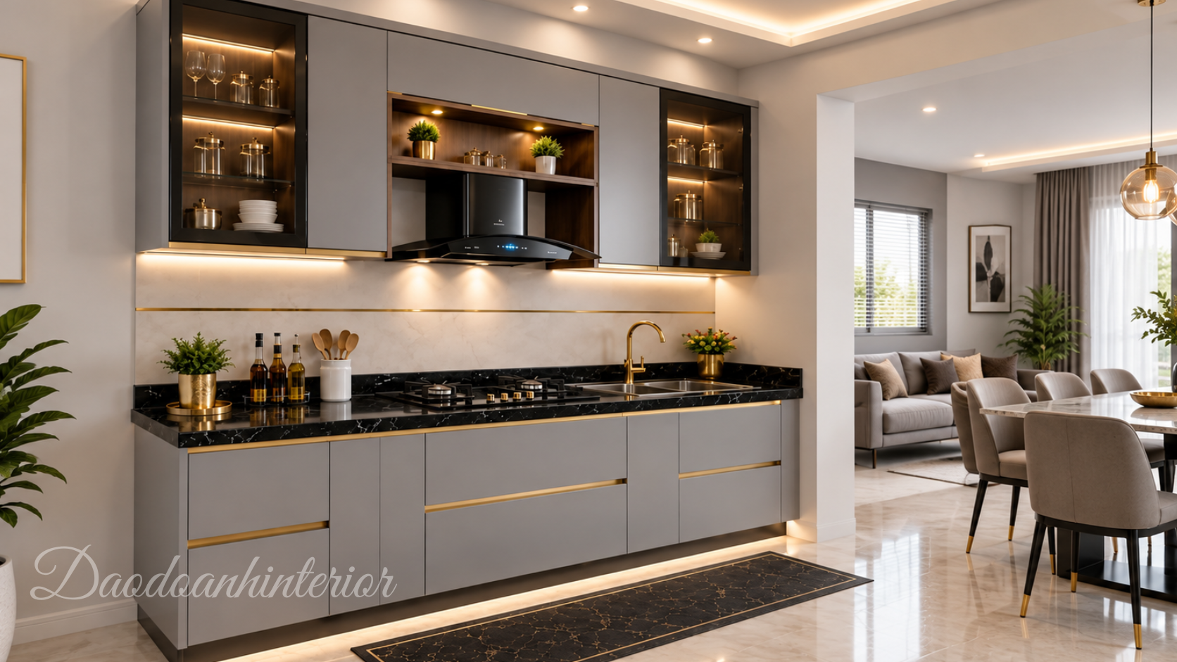 Tủ bếp Acrylic chữ I Tủ bếp Acrylic chữ I