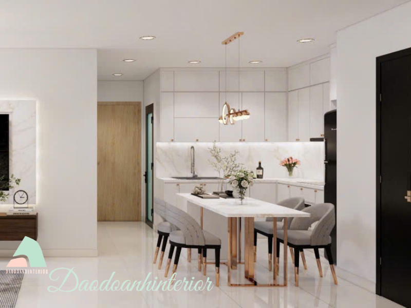 Tủ bếp acrylic màu trắng có đèn led hắt sáng Tủ bếp acrylic màu trắng có đèn led hắt sáng