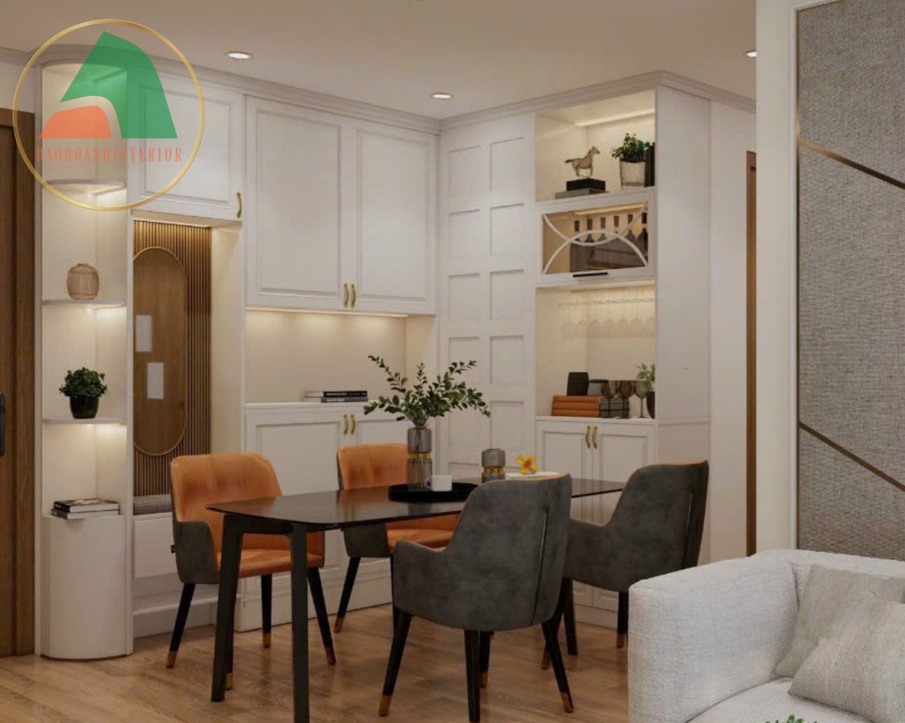 Tủ bếp tân cổ điển chữ L Tủ bếp tân cổ điển chữ L