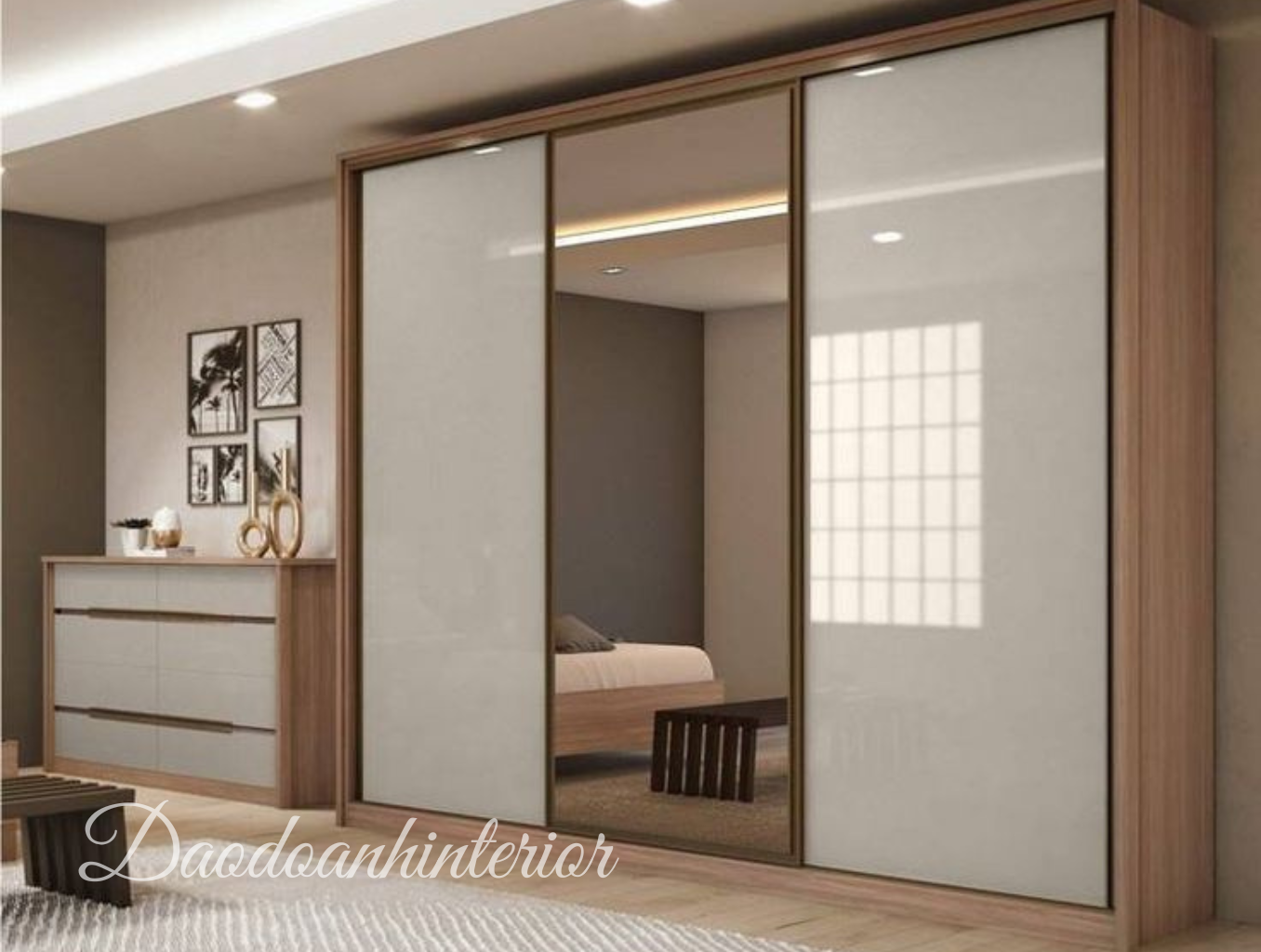 Tủ quần áo Acrylic cửa lùa hiện đại Tủ quần áo Acrylic cửa lùa hiện đại