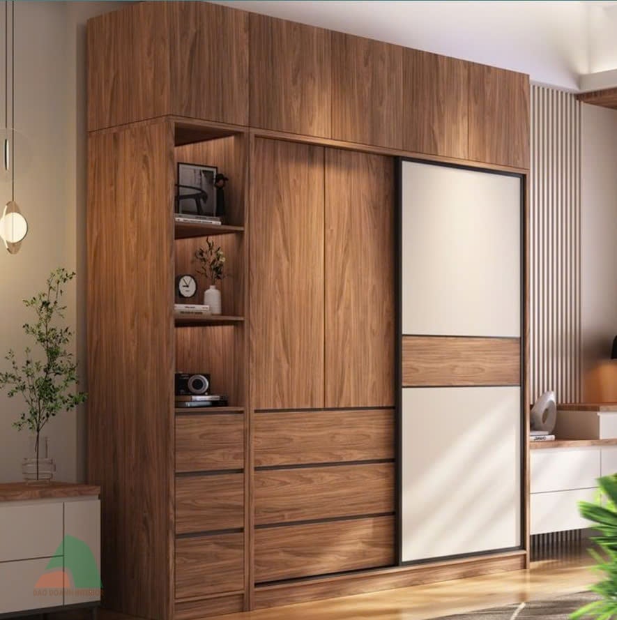Tủ quần áo MFC phủ Melamine vân gỗ tự nhiên Tủ quần áo MFC phủ Melamine vân gỗ tự nhiên