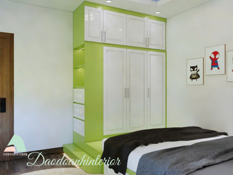 Tủ Quần Áo Tân Cổ Điển Màu Trắng Phối Xanh Tủ Quần Áo Tân Cổ Điển Màu Trắng Phối Xanh