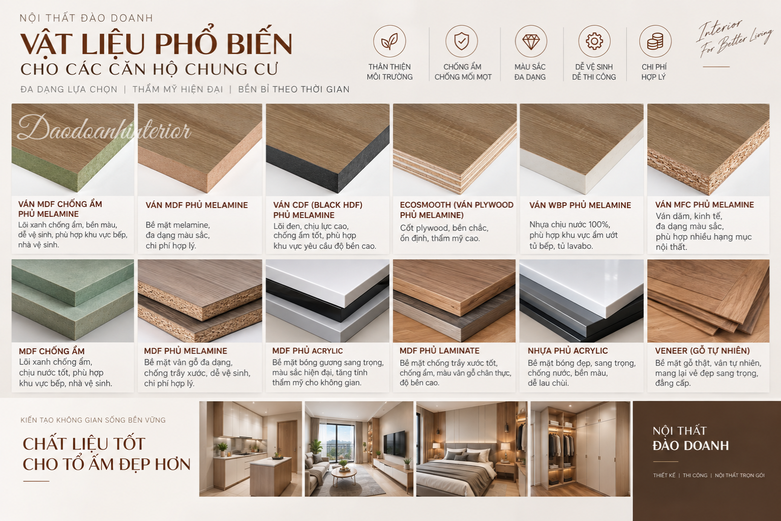 Vật liệu sử dụng khi thi công nội thất căn hộ chung cư Vật liệu sử dụng khi thi công nội thất căn hộ chung cư